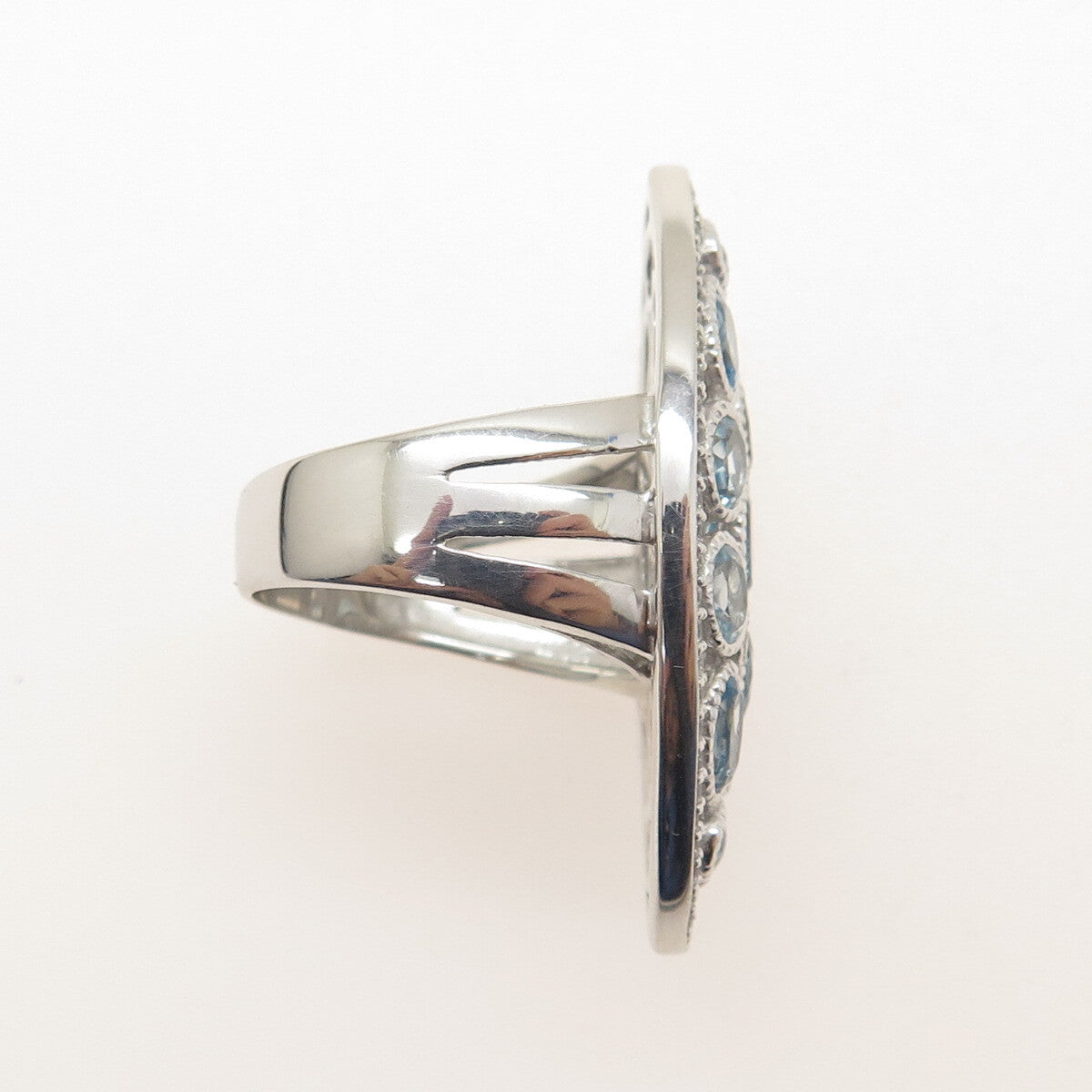 DSMK 925 Sterling Silver Real London & Light Blue White Topaz Ring Size 7