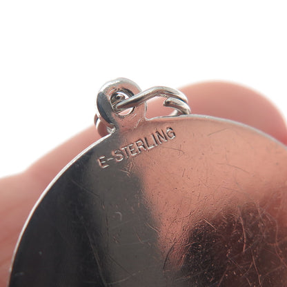 925 Sterling Silver Vintage Girl's Face Profile Round Charm Pendant