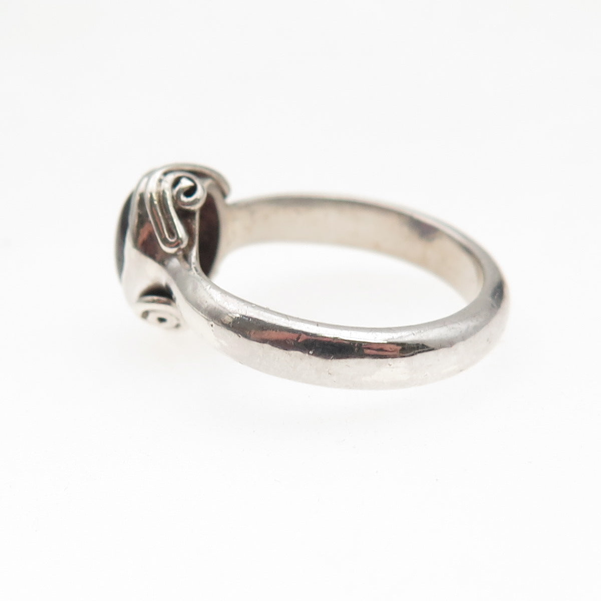 925 Sterling Silver Vintage Real Tourmaline Oxidized Ring Size 6.75