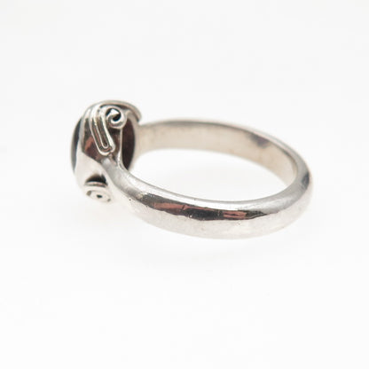 925 Sterling Silver Vintage Real Tourmaline Oxidized Ring Size 6.75