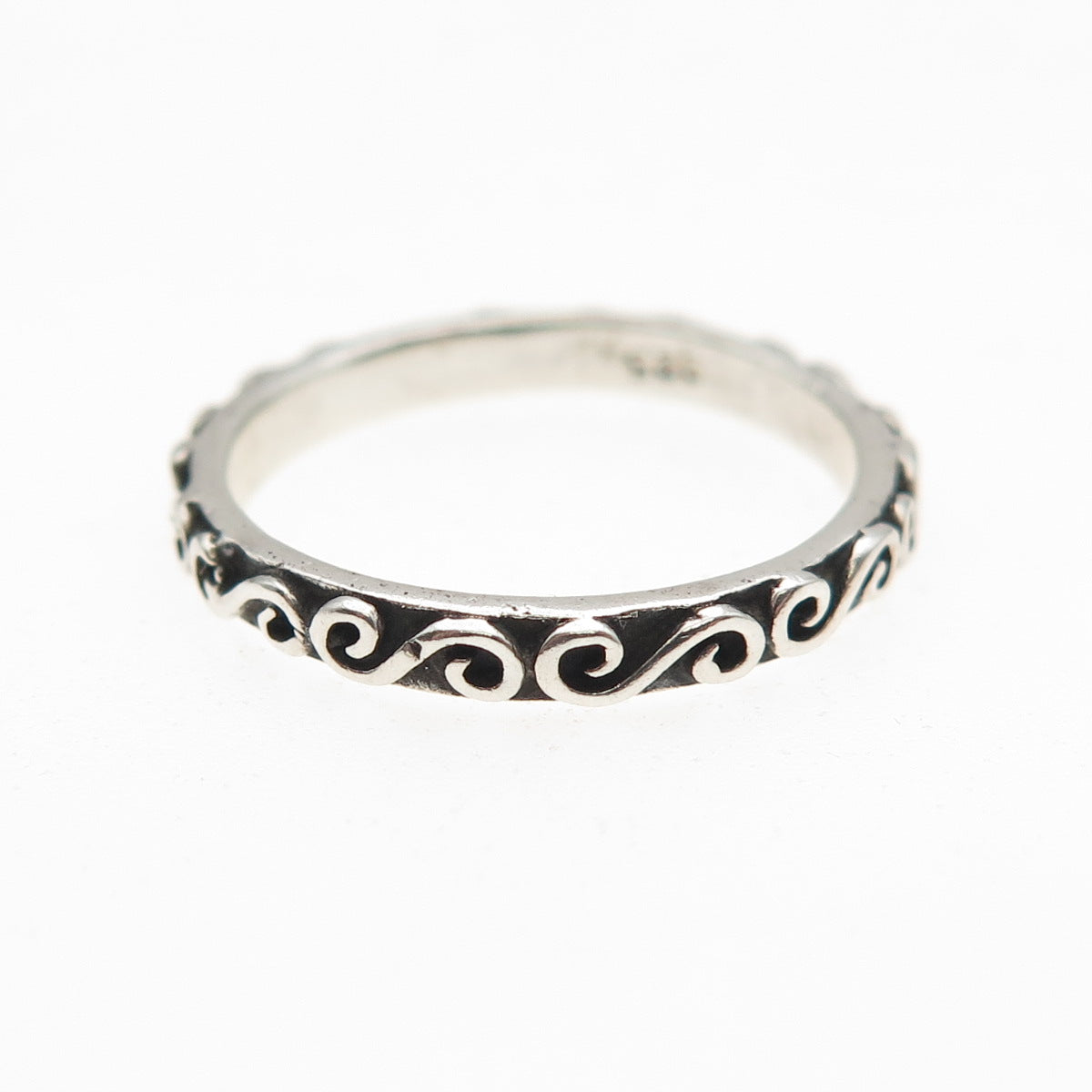 925 Sterling Silver Vintage Swirl Oxidized Band Ring Size 5.5