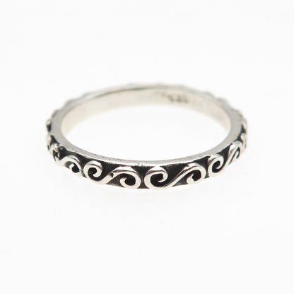 925 Sterling Silver Vintage Swirl Oxidized Band Ring Size 5.5