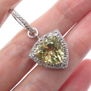 FADI 925 Sterling Silver Real Diamond White Topaz & Citrine Charm Pendant