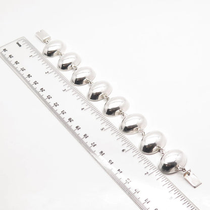 925 Sterling Silver Vintage Mexico Taxco Modernist Link Bracelet 7"