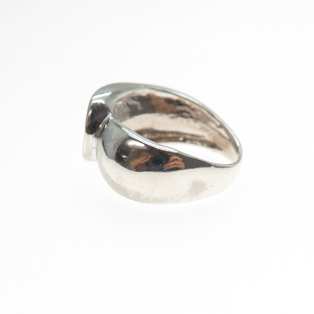 925 Sterling Silver Vintage Italy Modernist Overlap Ring Size 6.25