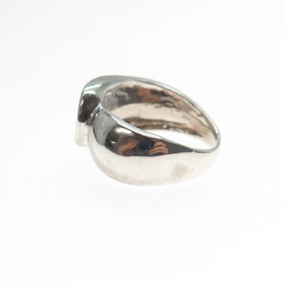 925 Sterling Silver Vintage Italy Modernist Overlap Ring Size 6.25
