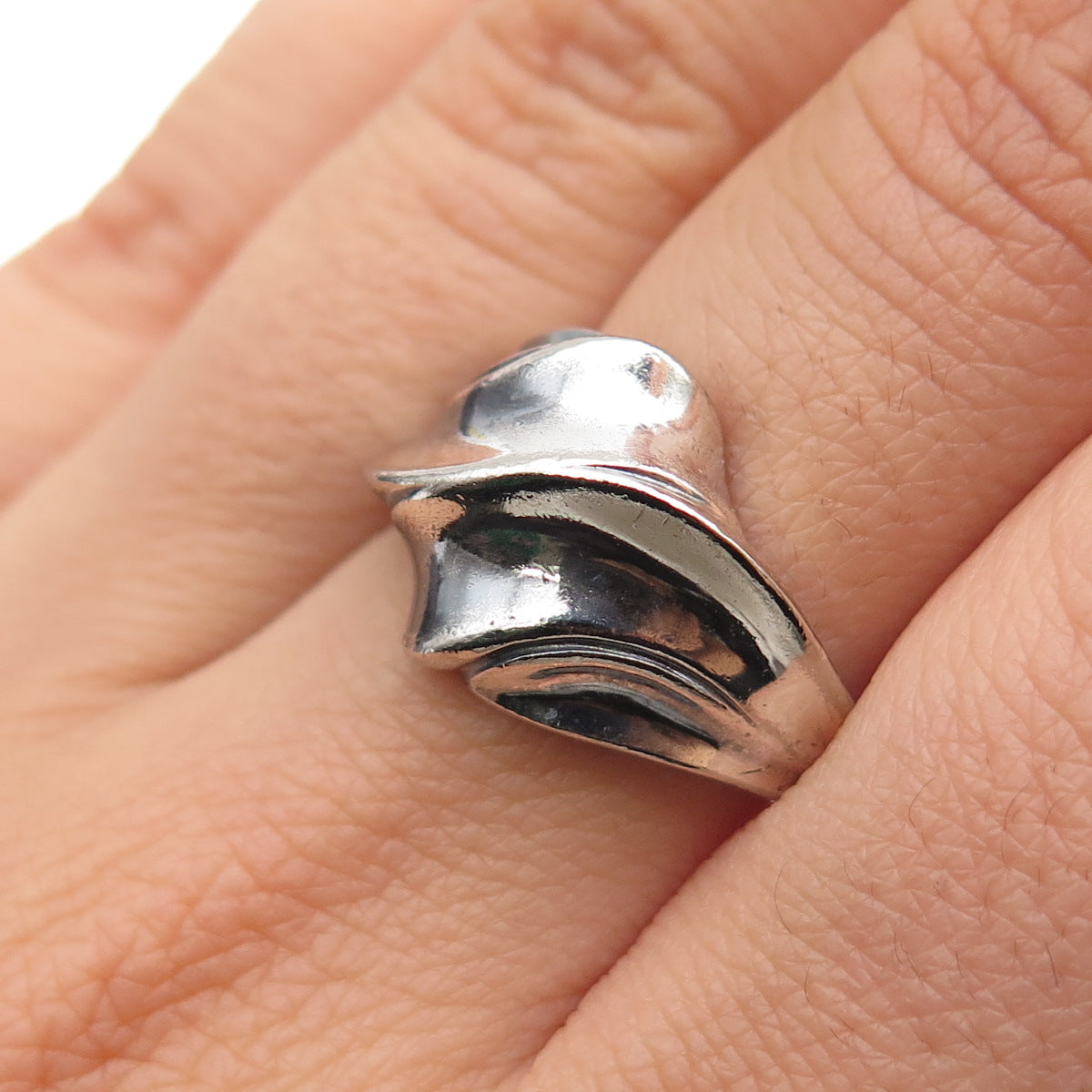 CHAPAL ZENRAY 925 Sterling Silver Vintage Modernist Oxidized Ring Size 7