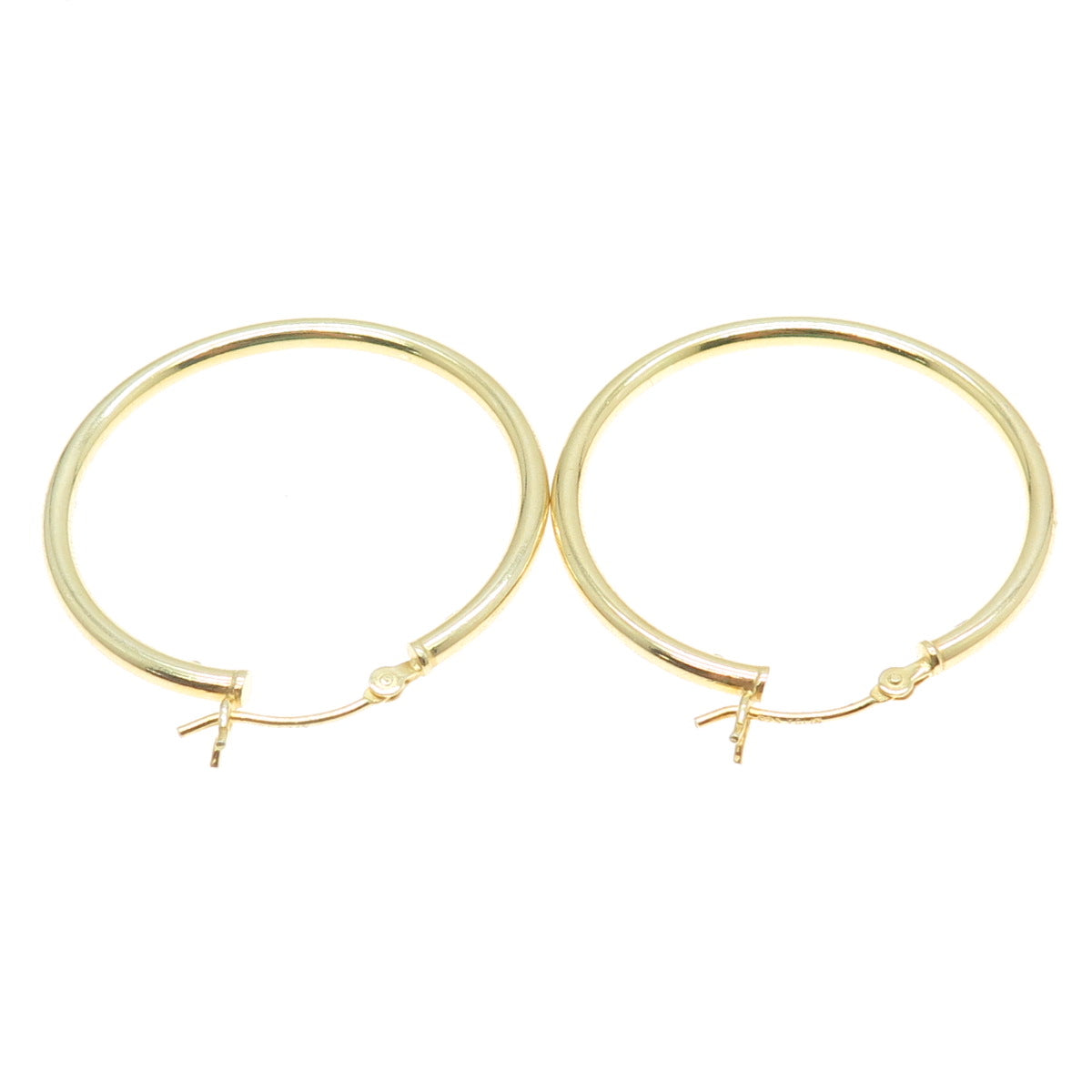 925 Sterling Silver Gold Plated Classic Hinged Hoop Earrings