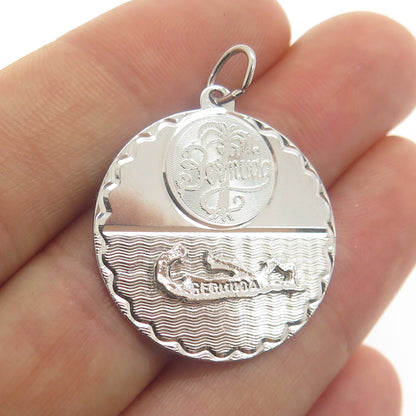 CREA 925 Sterling Silver Vintage Bermuda Round Charm Pendant