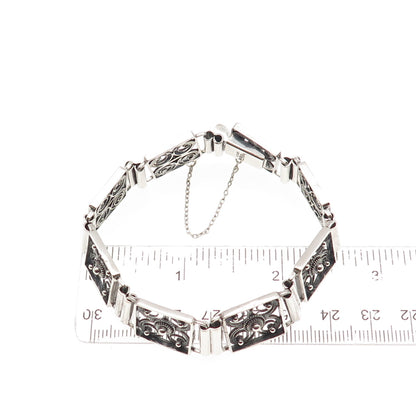 Finn Jensen 925S Sterling / 830S Silver Vintage Norway Floral Bracelet 7.25"