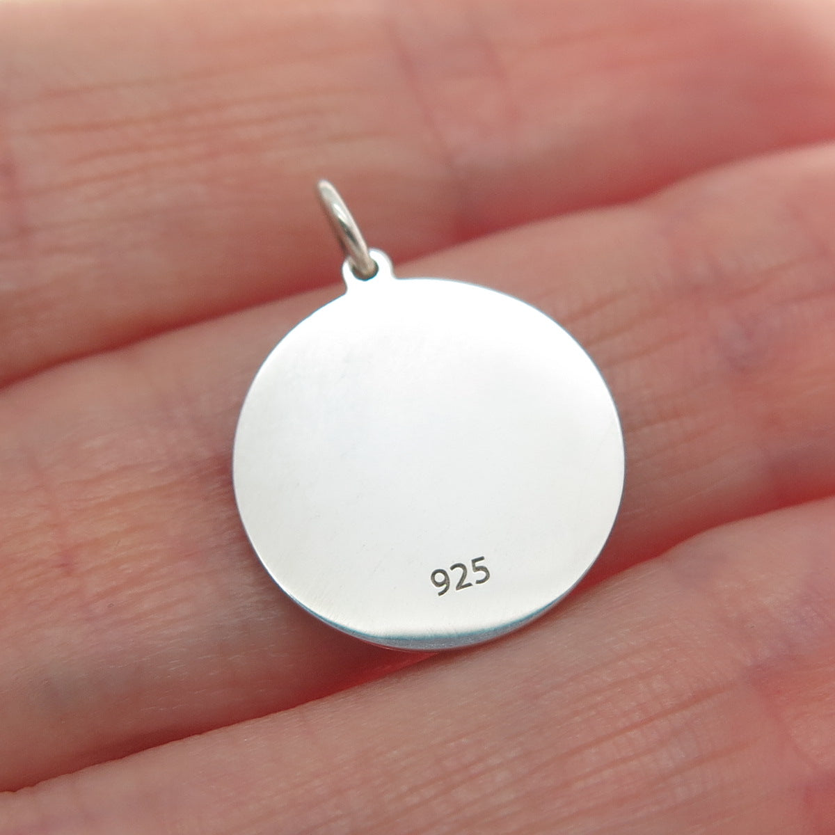 925 Sterling Silver Blue Enamel Star Round Tag Minimalist Charm Pendant