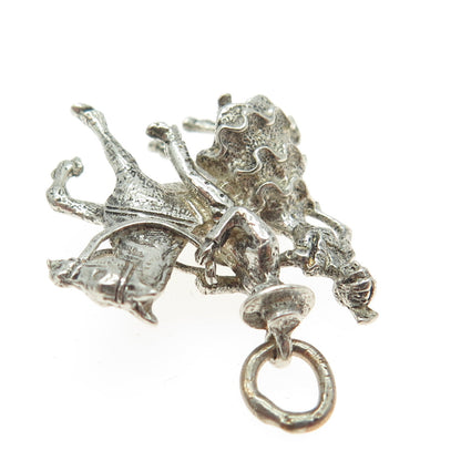 925 Sterling Silver Vintage Man & Women on Horseback Storyteller 3D Pendant