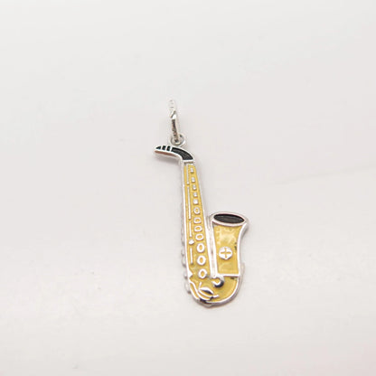 925 Sterling Silver Vintage Griffith & Sons Enamel Trumpet Musical Charm Pendant