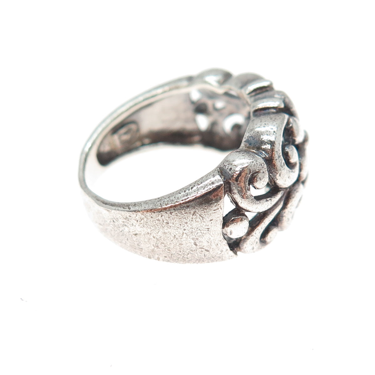 925 Sterling Silver Vintage Daisy Flower Oxidized Ring Size 6