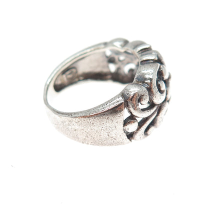 925 Sterling Silver Vintage Daisy Flower Oxidized Ring Size 6