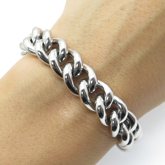 MILOR 925 Sterling Silver Italy Cuban Link Bracelet 7.25"