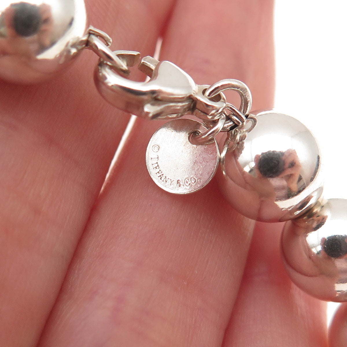 Tiffany & Co. 925 Sterling Silver Vintage HardWear Ball Beaded Bracelet 7.25"