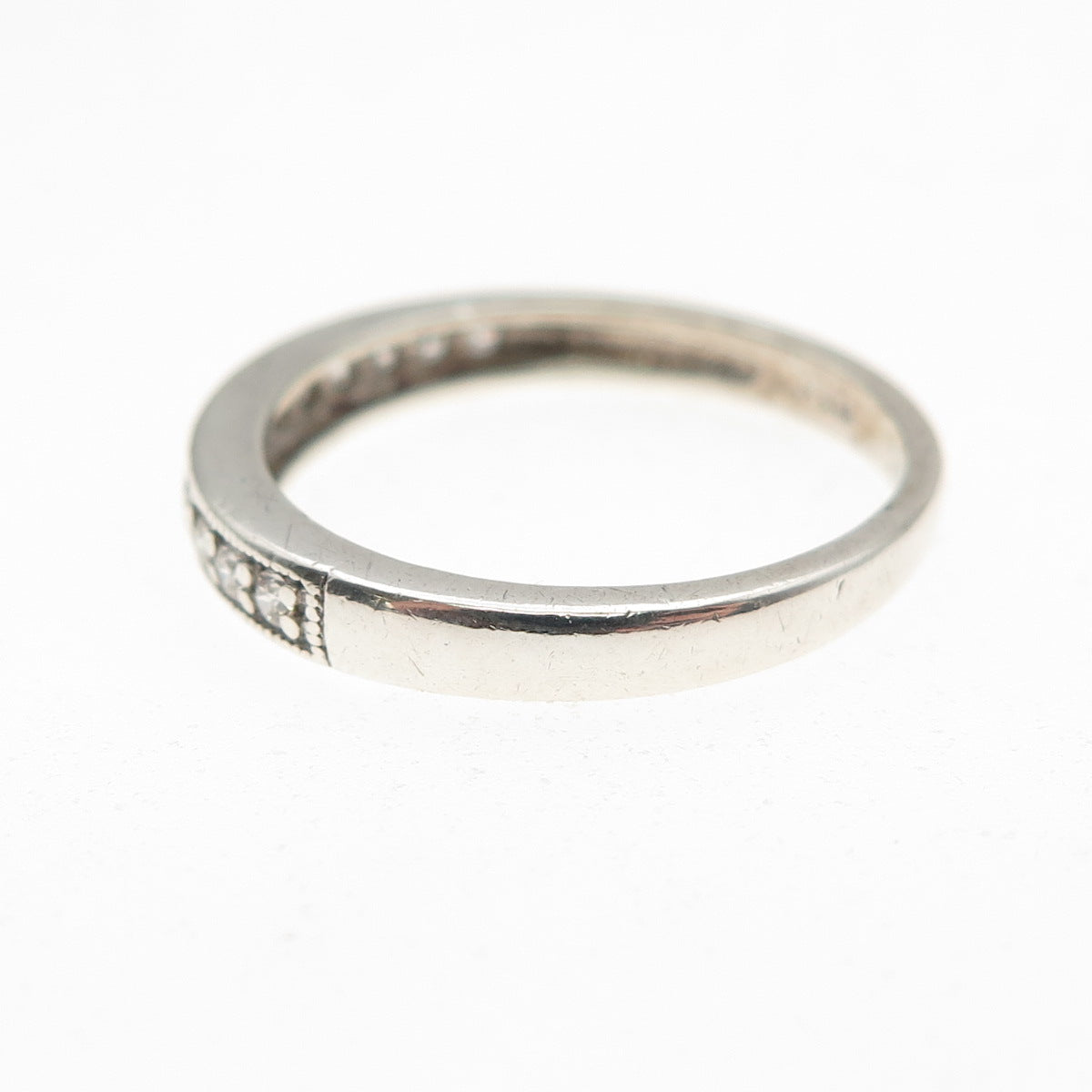 JH Young 925 Sterling Silver Round-Cut C Z Half Eternity Band Ring Size 7