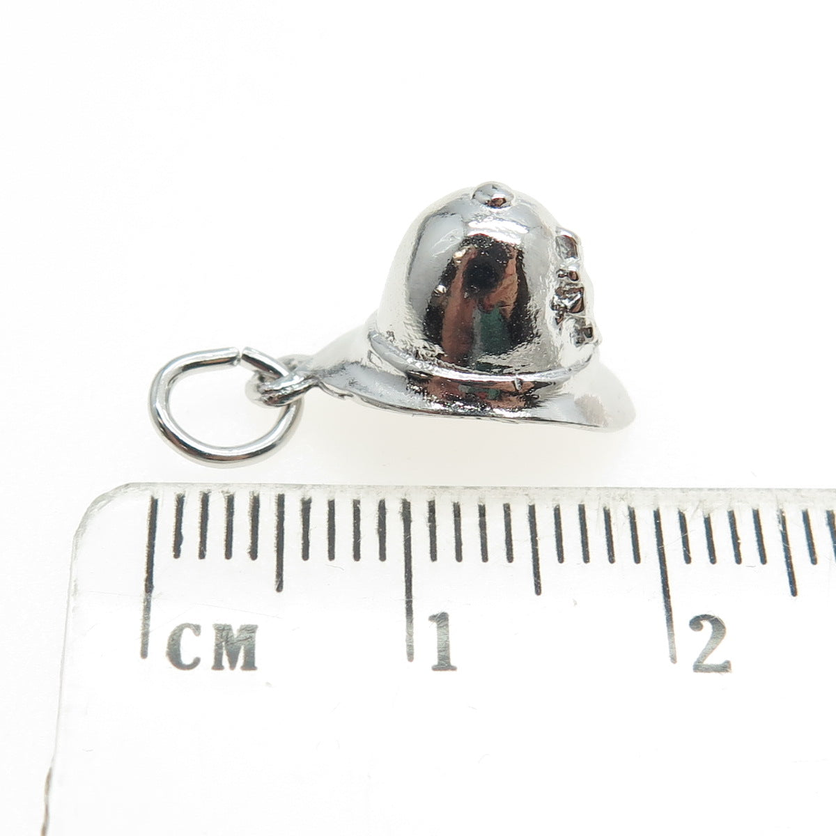 925 Sterling Silver Vintage Fireman's Helmet 3D Charm Pendant