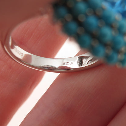 Chuck Clemency 925 Sterling Blue Topaz & Sleeping Beauty Turquoise Ring Size 8