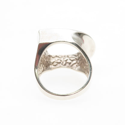 Paul Brackna 925 Sterling Silver Vintage Modernist Sail Oxidized Ring Size 6.75