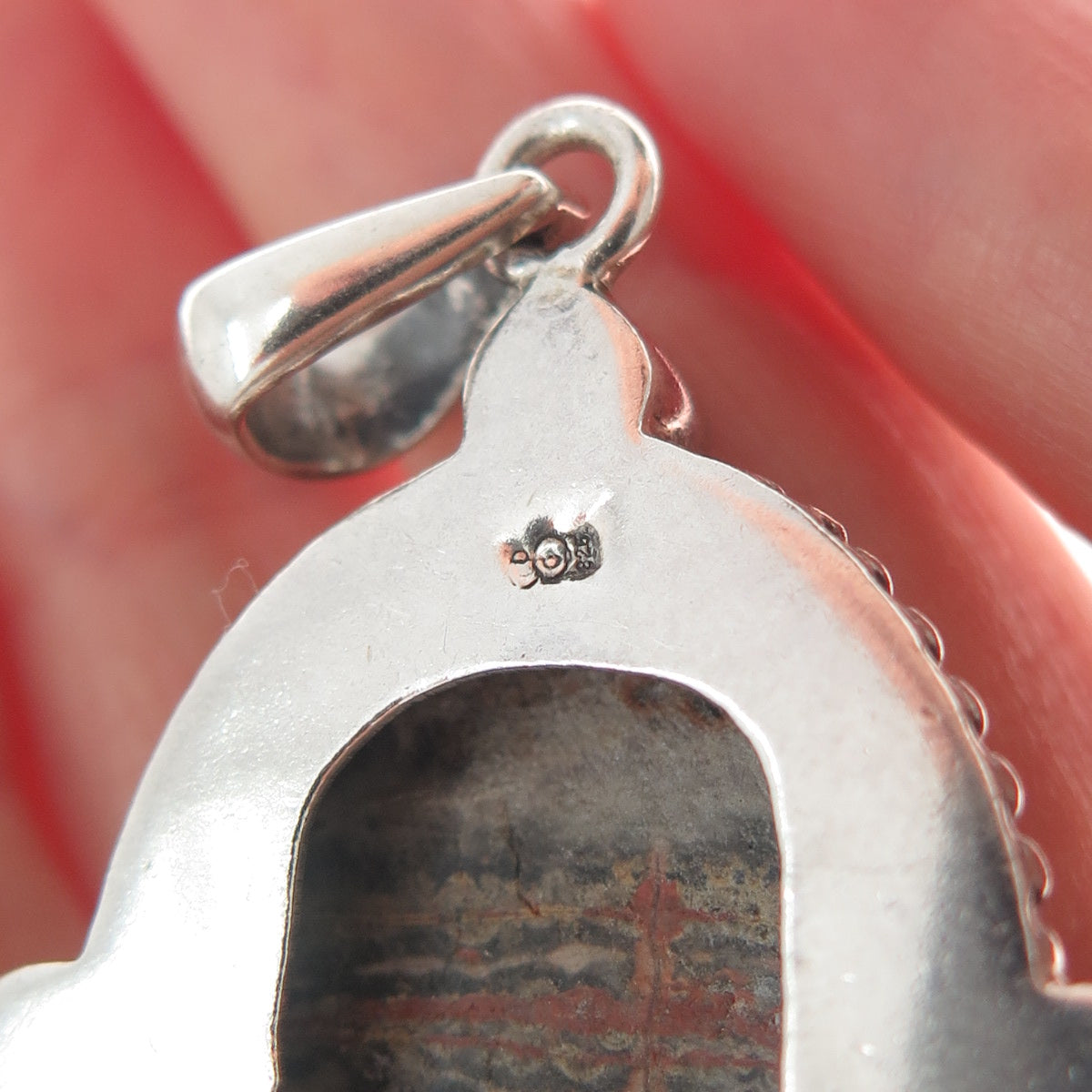 DOUG PAULUS 925 Sterling Silver Vintage Leopard Skin Jasper Granulated Pendant