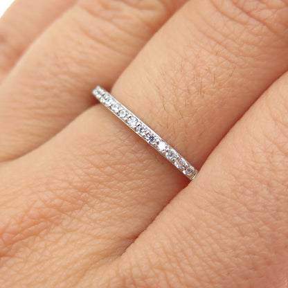 925 Sterling Silver Round-Cut C Z Half Eternity Stackable Band Ring Size 7