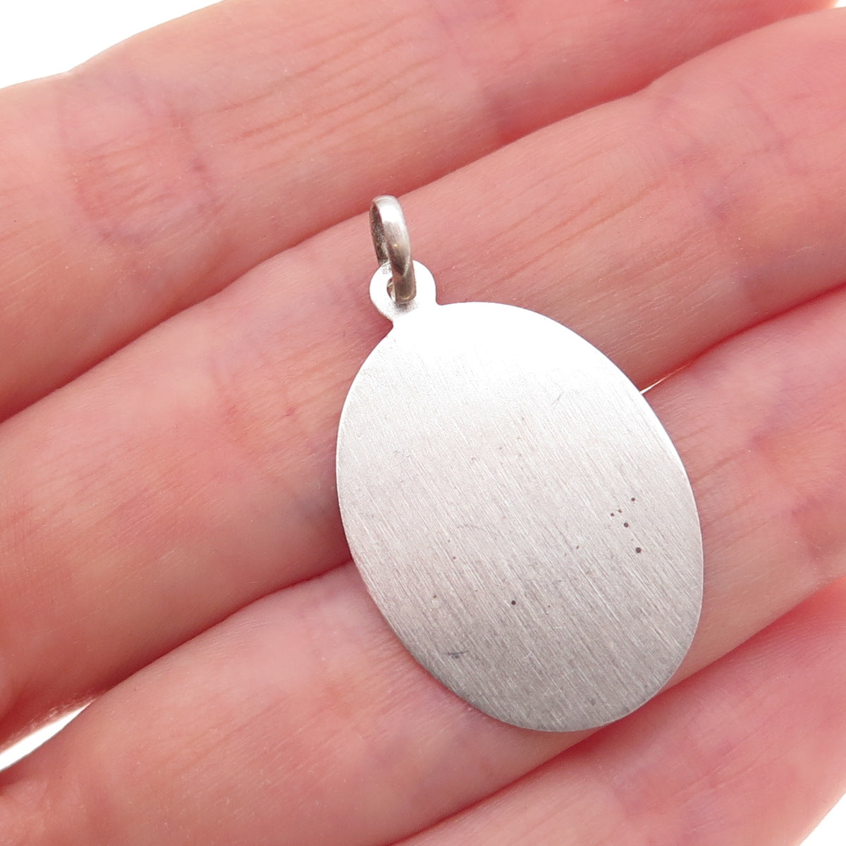 925 Sterling Silver Vintage Engraved Jesus Charm Pendant