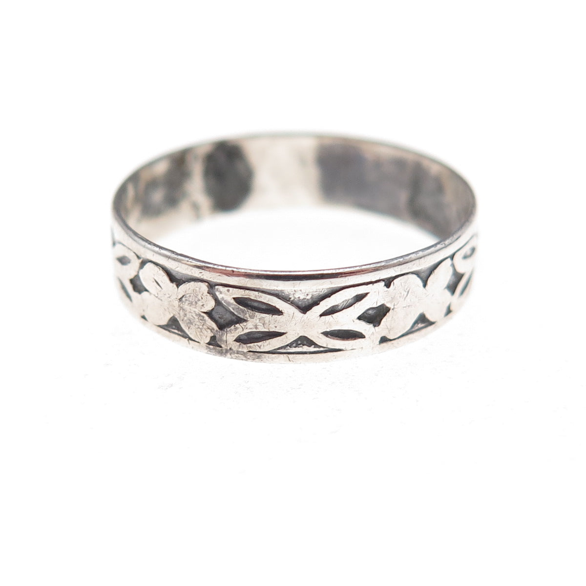 Uncas Sterling Silver Antique Art Deco Butterfly Oxidized Band Ring Size 5.75