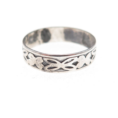 Uncas Sterling Silver Antique Art Deco Butterfly Oxidized Band Ring Size 5.75