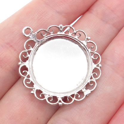 925 Sterling Silver Vintage Rhinestone Sweet Sixteen Floral Ornate Pendant