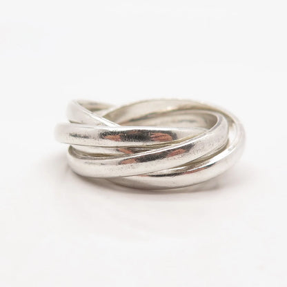 925 Sterling Silver Vintage Mexico Interlocked Band Ring Size 5.75