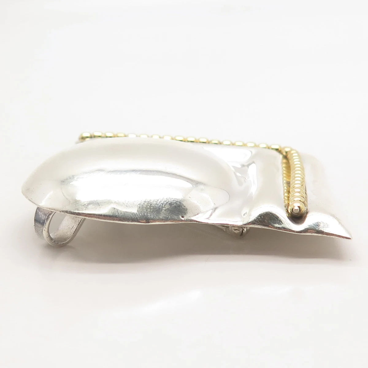 925 Sterling Silver 2-Tone Vintage Mexico Modernist Pin Brooch / Pendant