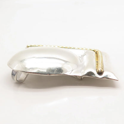 925 Sterling Silver 2-Tone Vintage Mexico Modernist Pin Brooch / Pendant