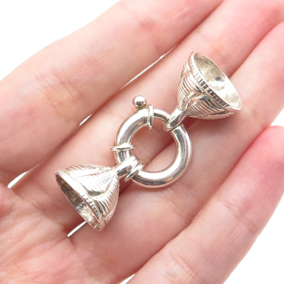 925 Sterling Silver Vintage Bracelet / Necklace Two Ends Spring Ring Lock Clasp