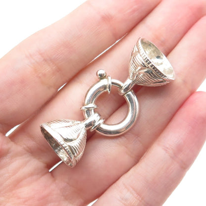 925 Sterling Silver Vintage Bracelet / Necklace Two Ends Spring Ring Lock Clasp