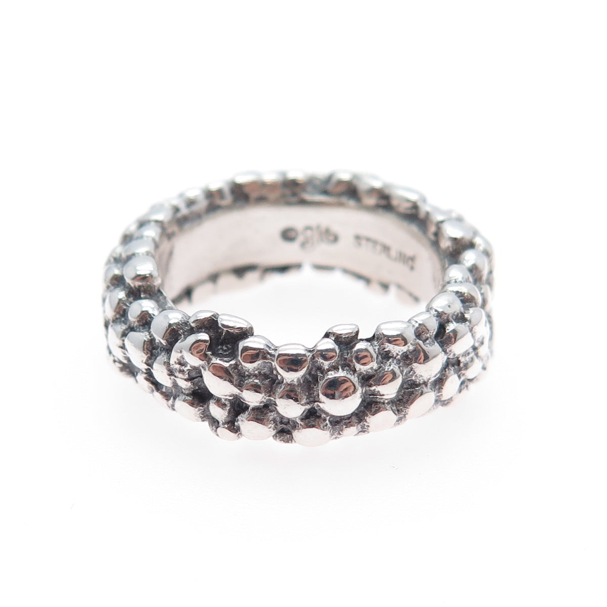 GOLDMAN KOLBER Sterling Silver Vintage Granulated Oxidized Band Ring Size 6.5