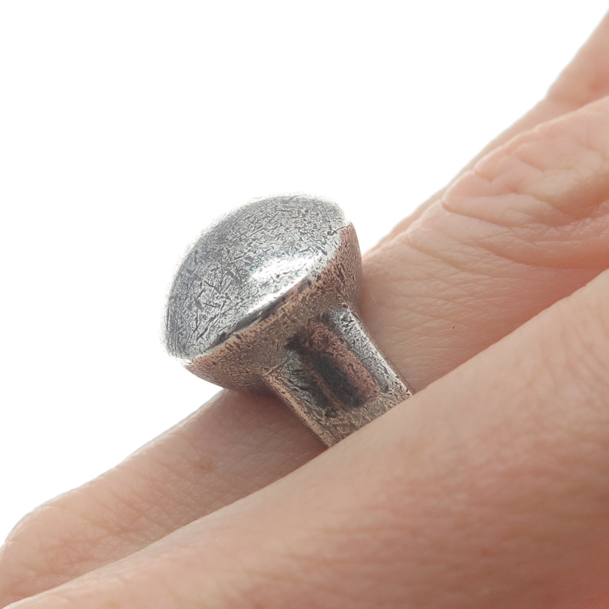 925 Sterling Silver Vintage Modernist Dome Oxidized Ring Size 10