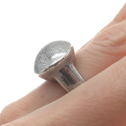 925 Sterling Silver Vintage Modernist Dome Oxidized Ring Size 10