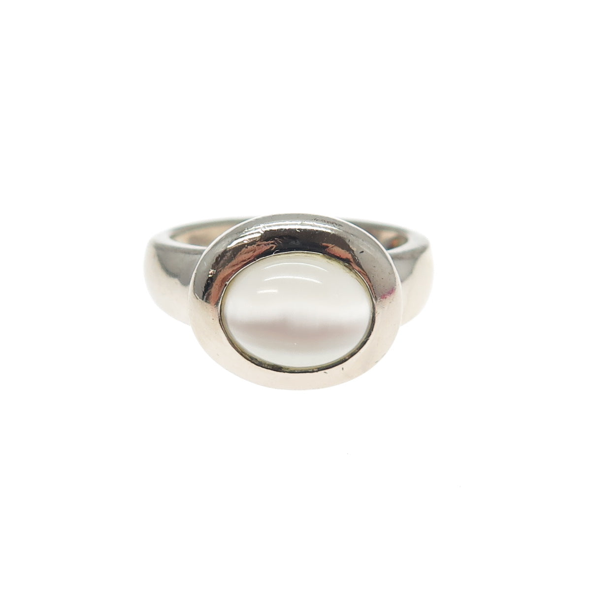 925 Sterling Silver Vintage Optic Fiber Cat's Eye Modernist Ring Size 8