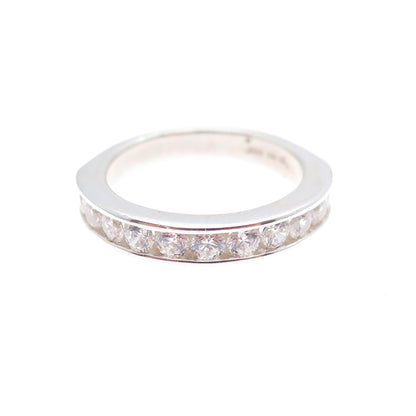 925 Sterling Silver Round-Cut C Z Half Eternity Band Ring Size 5