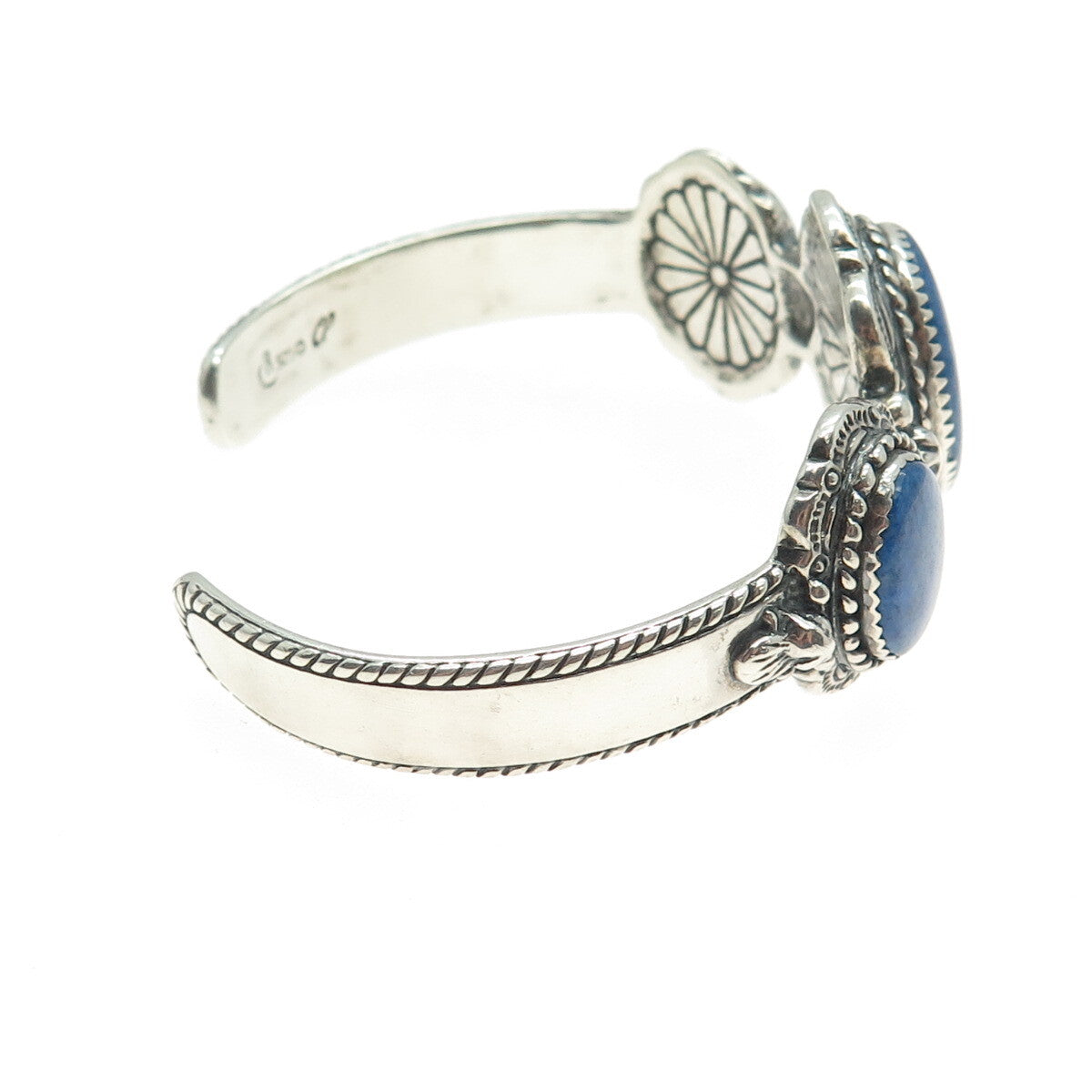 CAROLYN POLLACK Old Pawn Sterling Silver Vintage Lapis Adjustable Bracelet 6.5"