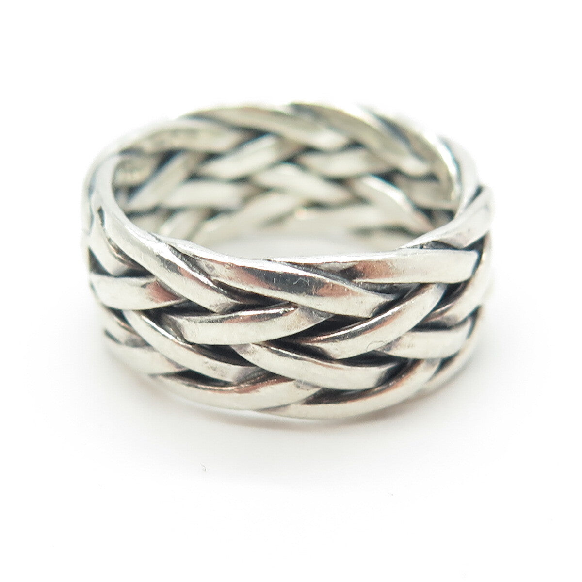 925 Sterling Silver Vintage Woven Band Ring Size 7.75