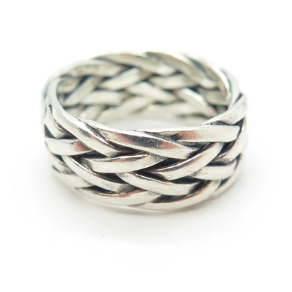 925 Sterling Silver Vintage Woven Band Ring Size 7.75