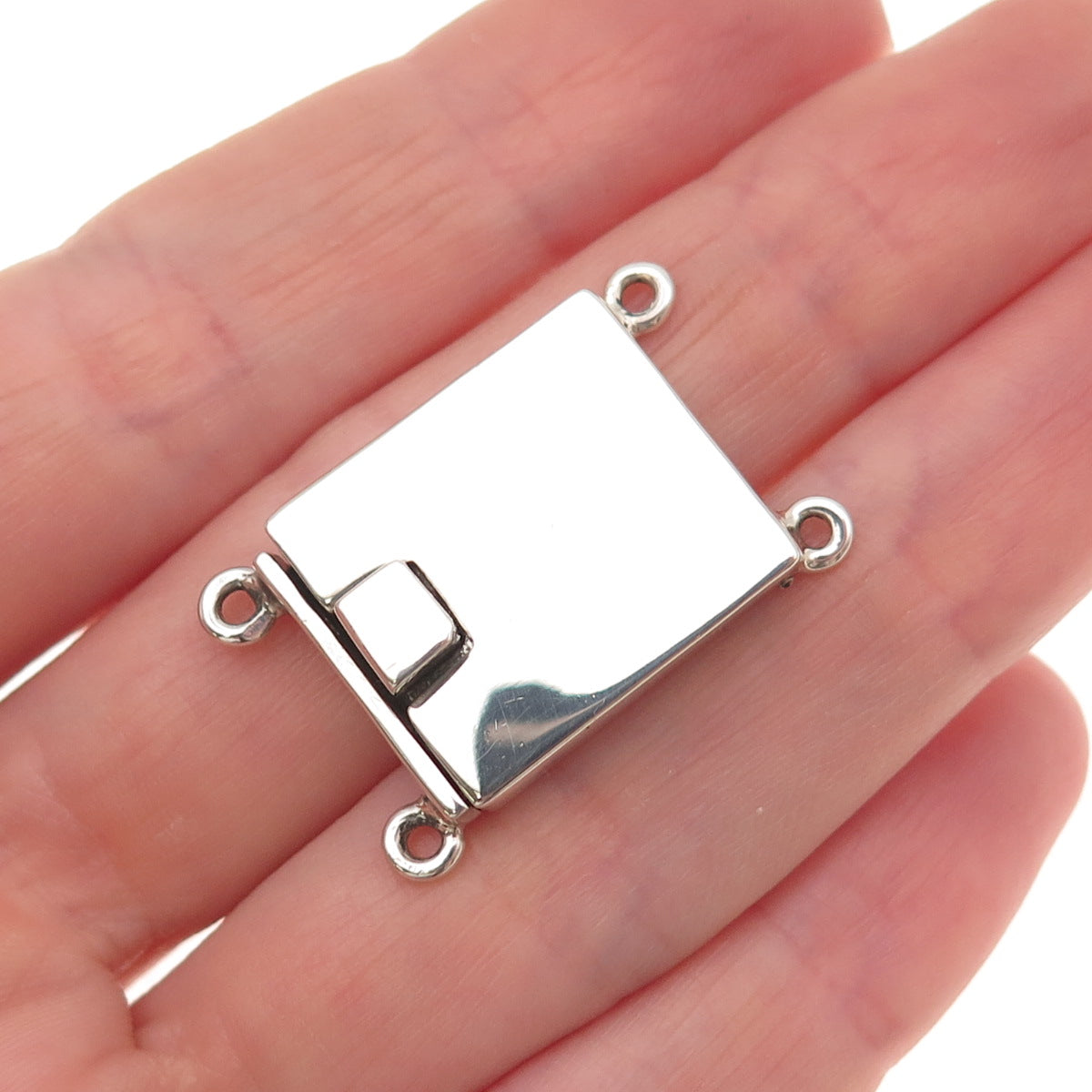 925 Sterling Silver Vintage Mexico Bracelet / Necklace Box Lock Clasp