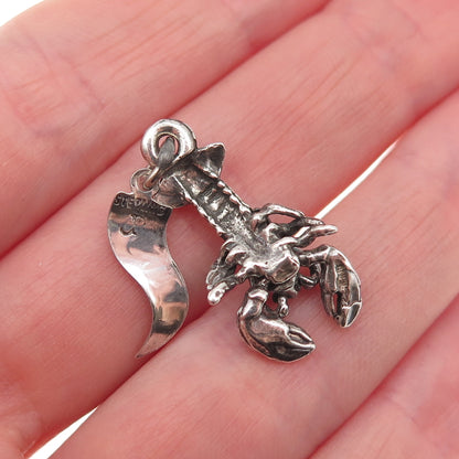 Pacific Jewelry 925 Sterling Silver Vintage Lobster Maine State Charm Pendant