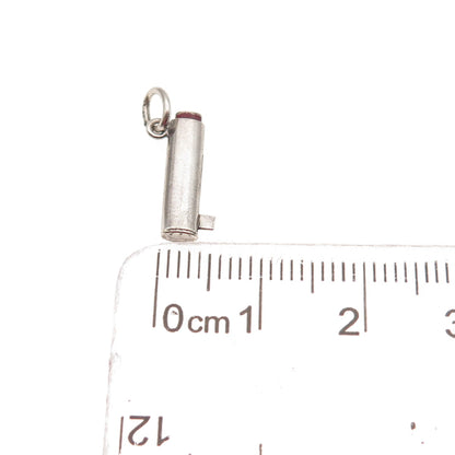 925 Sterling Silver Antique Art Deco Enamel Lipstick Movable Mini Charm Pendant