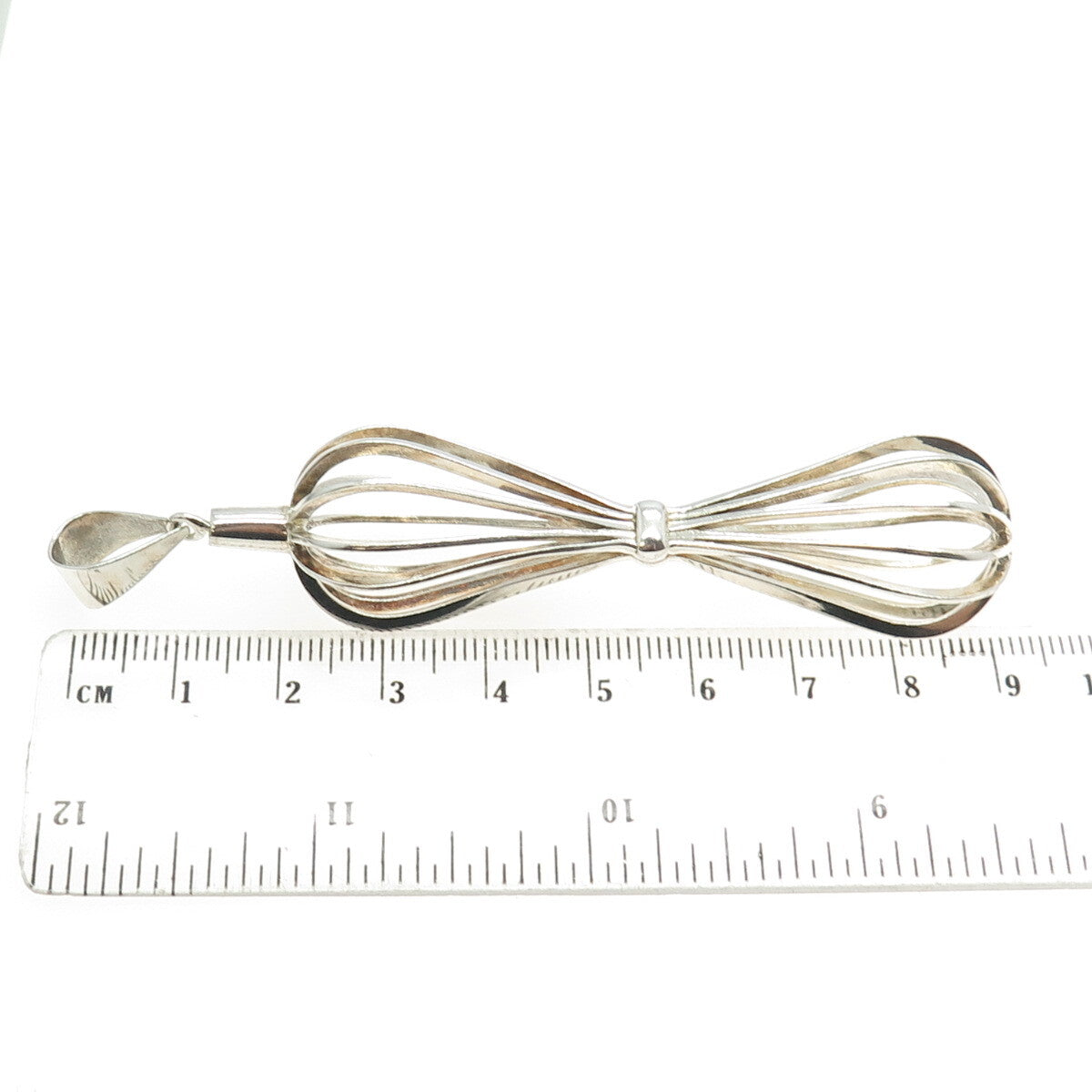 925 Sterling Silver Vintage Modernist Hourglass Pendant