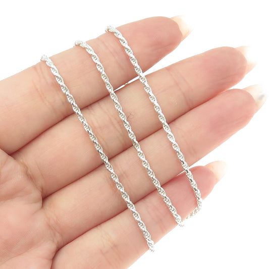 925 Sterling Silver Italy Twisted Rope Chain Necklace 24"