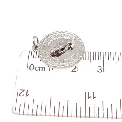 925 Sterling Silver Vintage Holy Communion Prayer Hands Charm Pendant